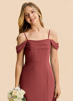 Azazie Lilly Junior Terracotta A-Line Pleated Chiffon Dress image6
