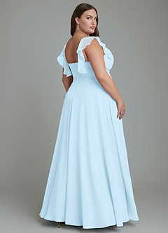 Azazie Leilani Brautjungfernkleider A-Linie Plissee Chiffon Kleid Himmelblau image7