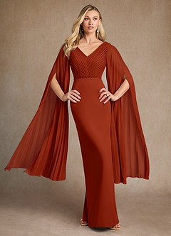 Azazie Ellsworth Kleider für die Brautmutter Spalte Plissee Stretch-Krepp Kleid Rost image2
