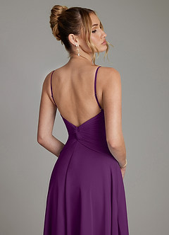Azazie Elita Bridesmaid Dresses Grape A-Line Pleated Chiffon Dress image2