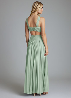 Azazie Hosanna Vestidos de damas de honor Vestido de Agave de Gasa de Corte en A con Plisado image3