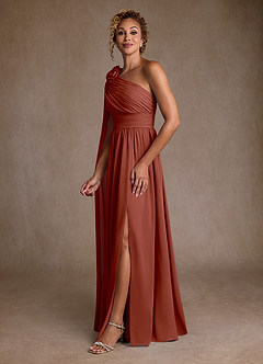Azazie Lancaster Mother of the Bride Dresses Auburn A-Line One Shoulder Chiffon Dress image5