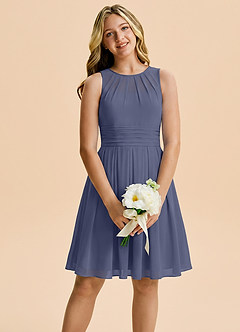 Azazie Bibiane Junior Stormy A-Line Pleated Chiffon Dress image1