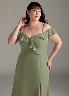 Azazie Sophie Vestidos de damas de honor Vestido de Pistacho de Gasa de Corte en A Convertible con Vestidos sin tirantes image12