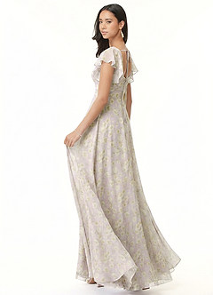 Azazie Bondi Bridesmaid Dresses Lilac Dreamy Floral A-Line Ruffled Chiffon Dress image5
