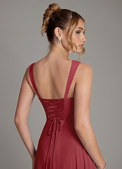 Azazie Agustina Bridesmaid Dresses Pomegranate Mermaid Corset Chiffon Dress image2