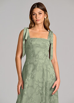 Azazie Debra Bridesmaid Dresses Agave A-Line with Pockets Floral Burnout Dress image2