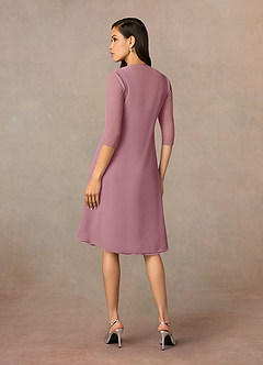 Azazie Olivia Mother of the Bride Dresses Vintage Mauve A-Line Square Neckline Pleated Chiffon Dress image2