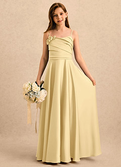 Azazie Gracie Girls Formal Flower Girl Dresses Butter A-Line Sweetheart Neckline Stretch Satin Dress image1