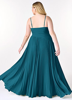 Azazie Vini Abiti da Damigella Abito A-Line in Chiffon con Scollo a V a Pieghe Blu Inchiostro image9