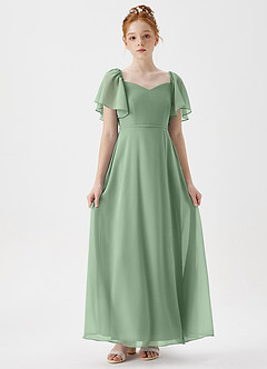 Azazie Chloe Junior Dusty Blue A-Line Sweetheart Neckline Chiffon Dress image1