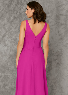Azazie Kori Brautjungfernkleider A-Linie Plissee Chiffon Kleid Fuchsia image5