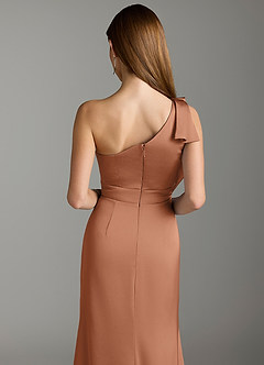 Azazie Rinna Bridesmaid Dresses Bronzer Mermaid Ruched Stretch Satin Dress image7