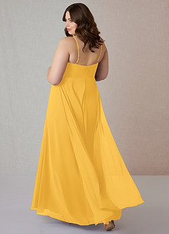 Azazie Emerald Bridesmaid Dresses Marigold A-Line Ruffled Chiffon Dress image8