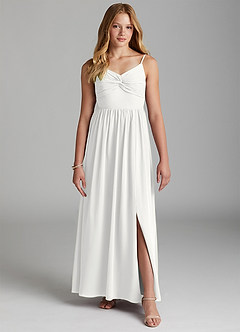 Azazie Zeya Junior White A-Line Chiffon Dress image3