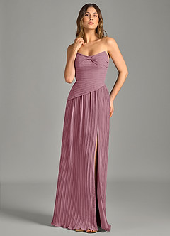 Azazie Becka Final Sale Vintage Mauve A-Line Strapless Chiffon Dress image1