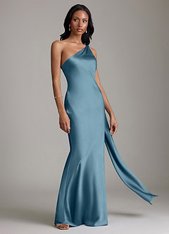 Azazie Galinda Brudtärnklänningar Klä av Sjöjungfru i Stretch Satin Ena axeln Bermuda image5