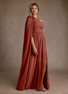 Azazie Lancaster Mother of the Bride Dresses Auburn A-Line One Shoulder Chiffon Dress image3
