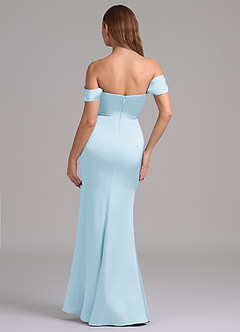 Azazie Miley Bridesmaid Dresses Sky Blue Mermaid Off the Shoulder Stretch Satin Convertible Dress image7