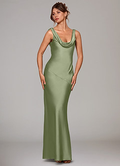 Azazie Rylina Bridesmaid Dresses Pistachio Mermaid Stretch Satin Dress image3