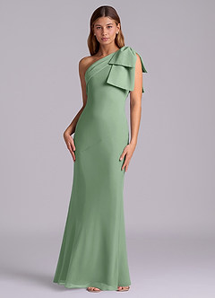 Azazie Yuanna Bridesmaid Dresses Matcha Mermaid One Shoulder Chiffon Dress image4