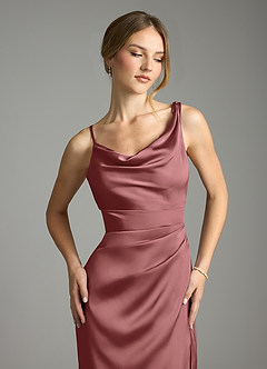 Azazie Samara Bridesmaid Dresses Amethyst Mermaid Pleated Stretch Satin Dress image5