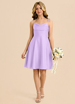 Azazie Bear Junior Lilac A-Line Sweetheart Neckline Stretch Satin Dress image1