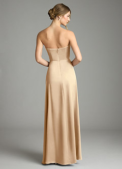 Azazie Wren Bridesmaid Dresses Champagne A-Line Strapless Stretch Satin Convertible Dress image7
