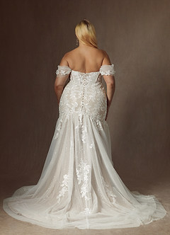 Azazie Leilani Wedding Dresses Diamond White Mermaid Sequins Tulle Dress image14