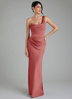Azazie Sabrina Bridesmaid Dresses Antique Rose Mermaid Corset Stretch Satin Dress image7