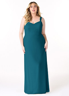 Azazie Denice Bridesmaid Dresses Ink Blue Sheath Pleated Chiffon Dress image9