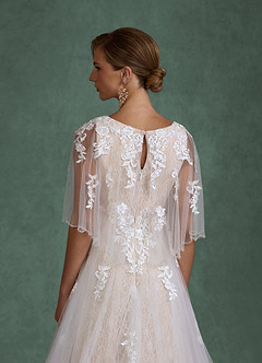 Azazie Renesmee Wedding Dresses Diamond White Champagne A-Line Sequins Tulle Dress image7