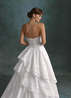 Azazie Cally Wedding Dresses Diamond White Ball-Gown Strapless Floral Burnout Dress image6