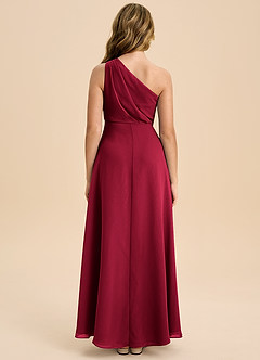 Azazie Phaedra Junior Burgundy A-Line Pleated Chiffon Dress image2