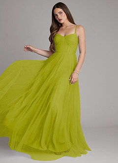 Azazie Teagan Bridesmaid Dresses Lemongrass A-Line Sweetheart Neckline Tulle Dress image3