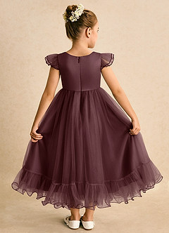 Azazie Phebs Blumenmädchenkleider A-Linie Tüll Kleid Sangria image2