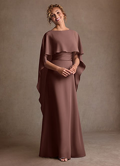 Azazie Marilla 신부의 어머니 드레스 A라인 주름진 쉬폰 플로어 길이 드레스 image6