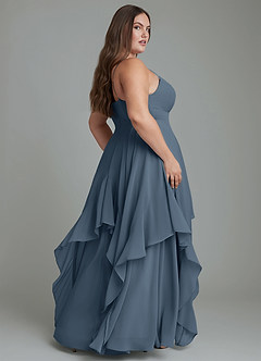 Azazie Zaina Abiti da Damigella Abito A-Line in Chiffon Blu Nettuno image8
