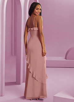 Barbie ♥ Azazie Vestidos de damas de honor Vestido de Rosa Polvorienta de Gasa de Corte Recto image2