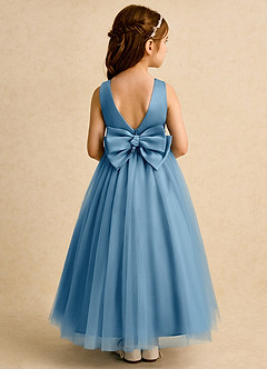 Azazie Lior Robe Demoiselle D'honneur Fillette Robe Princesse en Tulle Plissée Acier Bleuté image5