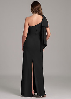 Azazie Capri At-home Try On Dresses Black A-Line One Shoulder Chiffon Dress image2