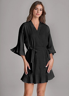 front Szlafrok i halka w pasującym kolorze, 2-częściowy, z falbankami i miękkim wzorem w chmurki