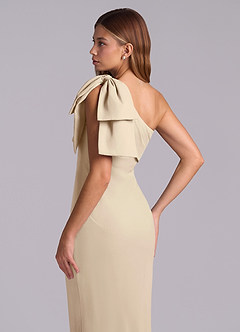 Azazie Yuanna Bridesmaid Dresses Champagne Mermaid One Shoulder Chiffon Dress image8
