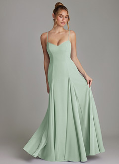 Azazie Imani Robes de demoiselle d'honneur Robe Trapèze en Mousseline de soie Encolure en Forme de Cœur Agave image4