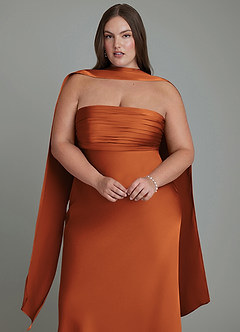 Azazie Saylor Bridesmaid Dresses Cinnamon Mermaid Strapless Stretch Satin Dress image18