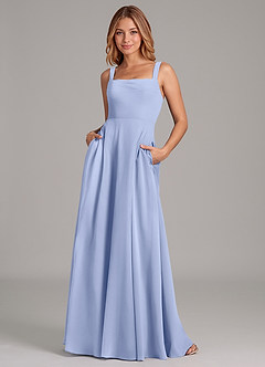 Azazie Shaude Brautjungfernkleider A-Linie Plissee Chiffon Kleid Eis image1