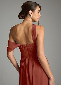 Azazie Kassandra Bridesmaid Dresses Auburn A-Line Off the Shoulder Chiffon Dress image7