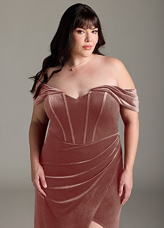 Azazie Jas Bridesmaid Dresses Rustic Rose Sheath Off-The-Shoulder Corset Velvet Convertible Dress image14