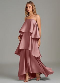 Azazie Azalea Bridesmaid Dresses Dusty Rose A-Line Ruched Stretch Satin Dress image3
