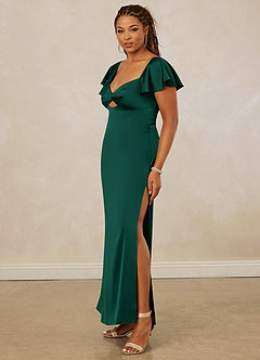 Christian Siriano Bridal for Azazie 1005 Bridesmaid Dresses Emerald Sheath Sweetheart Neckline Stretch Satin Dress image11